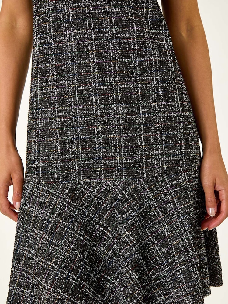 Roman Black Textured Frill Stretch Dress - Image 5 of 5