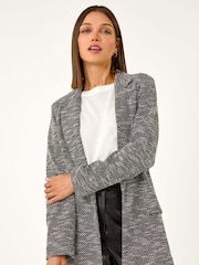 Roman Black Textured Longline Blazer - Image 1 of 5