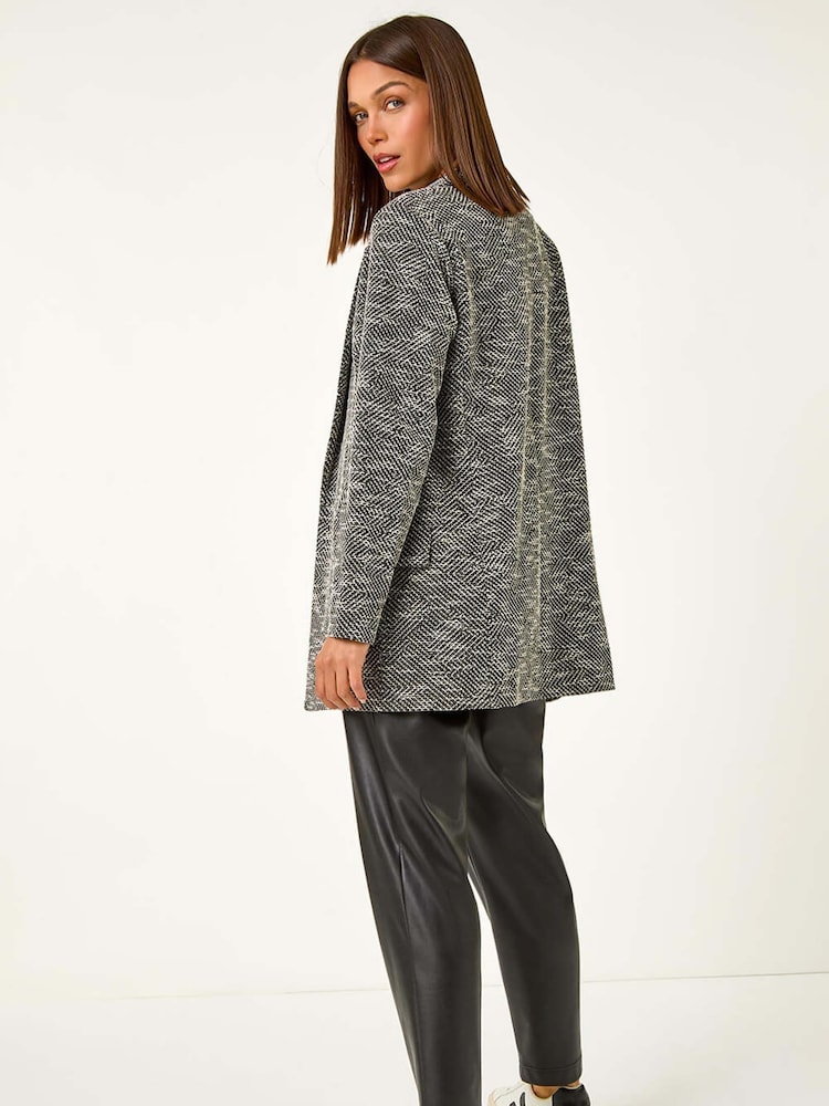 Roman Black Textured Longline Blazer - Image 2 of 5