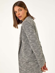 Roman Black Textured Longline Blazer - Image 3 of 5