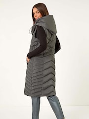 Roman Grey Chevron Quilted Hooded Gilet - Image 3 of 6
