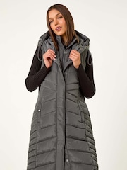 Roman Grey Chevron Quilted Hooded Gilet - Image 4 of 6