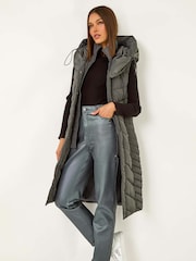 Roman Grey Chevron Quilted Hooded Gilet - Image 5 of 6