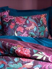 Bridgerton by Catherine Lansfield Plum Kate Floral Soft Velvet Duvet Cover Set - Image 3 of 5