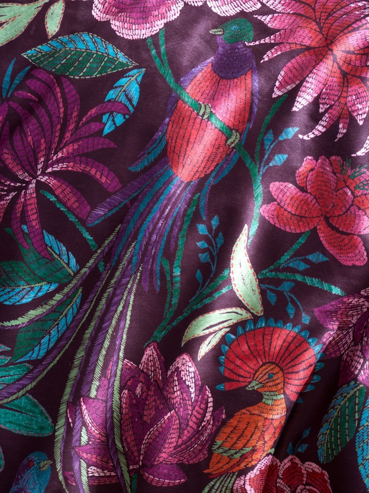 Bridgerton by Catherine Lansfield Plum Kate Floral Soft Velvet Duvet Cover Set - Image 5 of 5