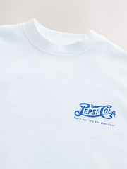 Blanco/azul - Offical Pepsi License Back Graphic Short Sleeve Crew Neck T-Shirt - Imagen 8 de 9