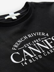 Noir motif graphique Cannes - T-shirt Manche courte Col ras du cou lourd - Image 11 de 11