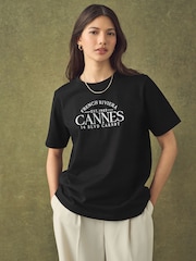 Noir motif graphique Cannes - T-shirt Manche courte Col ras du cou lourd - Image 2 de 11