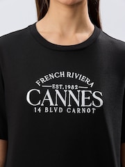 Noir motif graphique Cannes - T-shirt Manche courte Col ras du cou lourd - Image 7 de 11