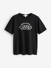 Noir motif graphique Cannes - T-shirt Manche courte Col ras du cou lourd - Image 9 de 11