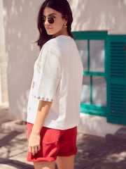 Blanco - Embroidered Oversized T-shirt - Imagen 3 de 5