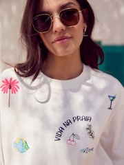 Blanco - Embroidered Oversized T-shirt - Imagen 4 de 5