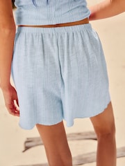 Bande bleue/blanche - Short à rayures côtelées douces - Image 2 de 6