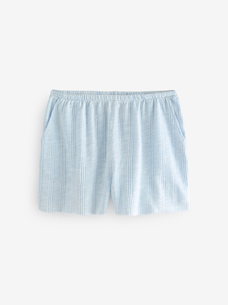 Bande bleue/blanche - Short à rayures côtelées douces - Image 4 of 6