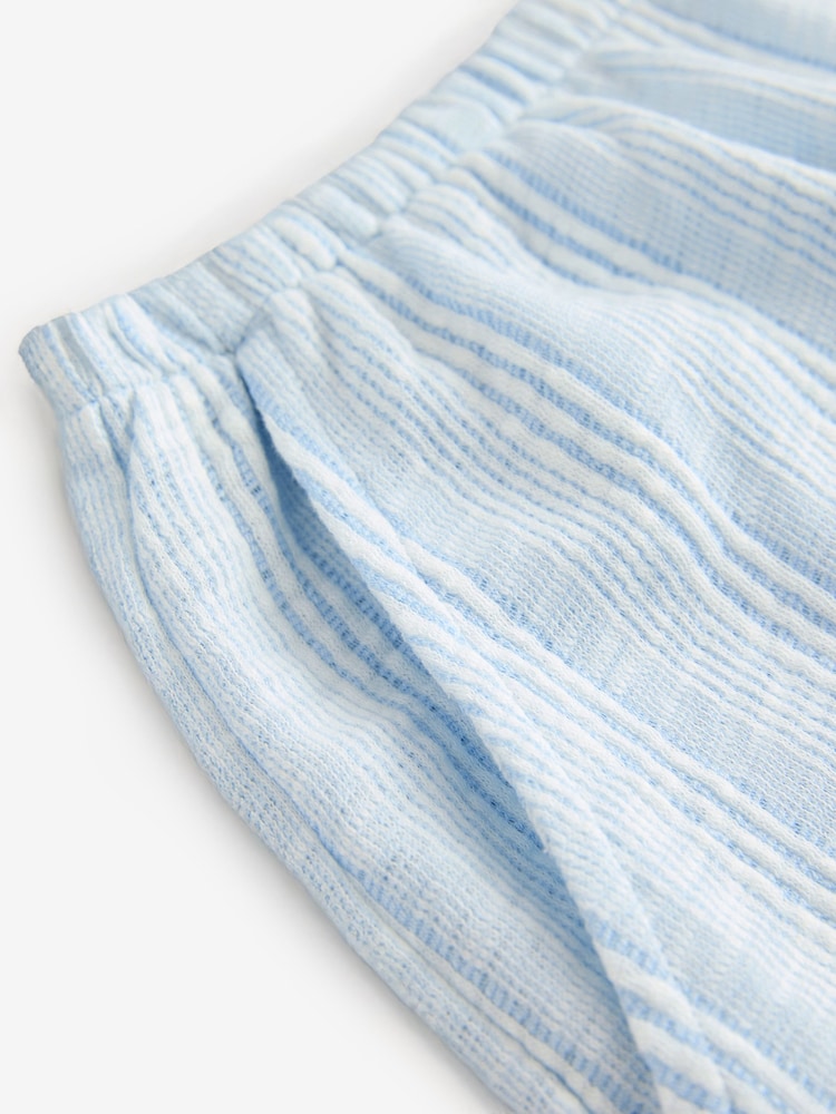 Bande bleue/blanche - Short à rayures côtelées douces - Image 5 of 6
