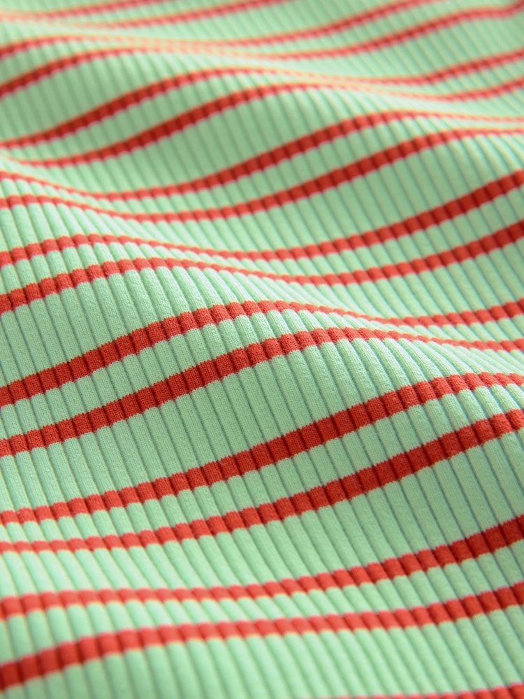 Red/Green Ribbed Racer Tank Vest Sleeveless Top - Image 8 of 8