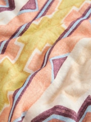 Yellow/Ecru/Brown Striped Tile Print Linen Modal Blend Soft Touch Scoop Neck T-Shirt - Image 7 of 8