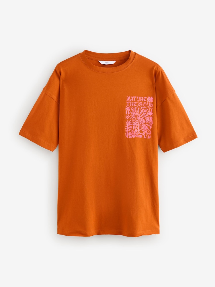 Brown Back Graphic Relaxed Fit Skater Style T-Shirt - Image 6 of 9