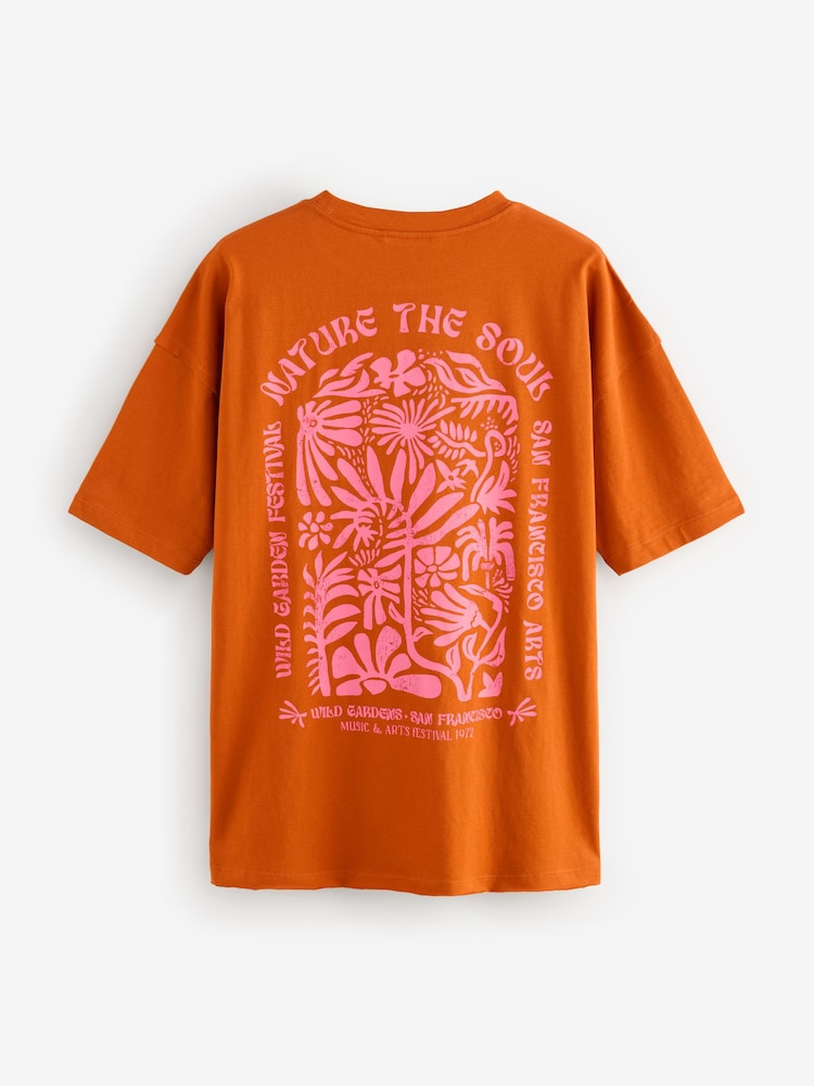 Brown Back Graphic Relaxed Fit Skater Style T-Shirt - Image 7 of 9