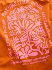 Brown Back Graphic Relaxed Fit Short Sleeve Seam Detail Skater Style 100% Cotton T-Shirt - Image 9 of 9