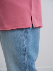 Burgundy Red Relaxed Fit Short Sleeve Seam Detail Skater Style 100% Cotton T-Shirt - Image 4 of 7
