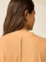 Ochre Yellow Relaxed Fit Short Sleeve Seam Detail Skater Style 100% Cotton T-Shirt - Image 2 of 6