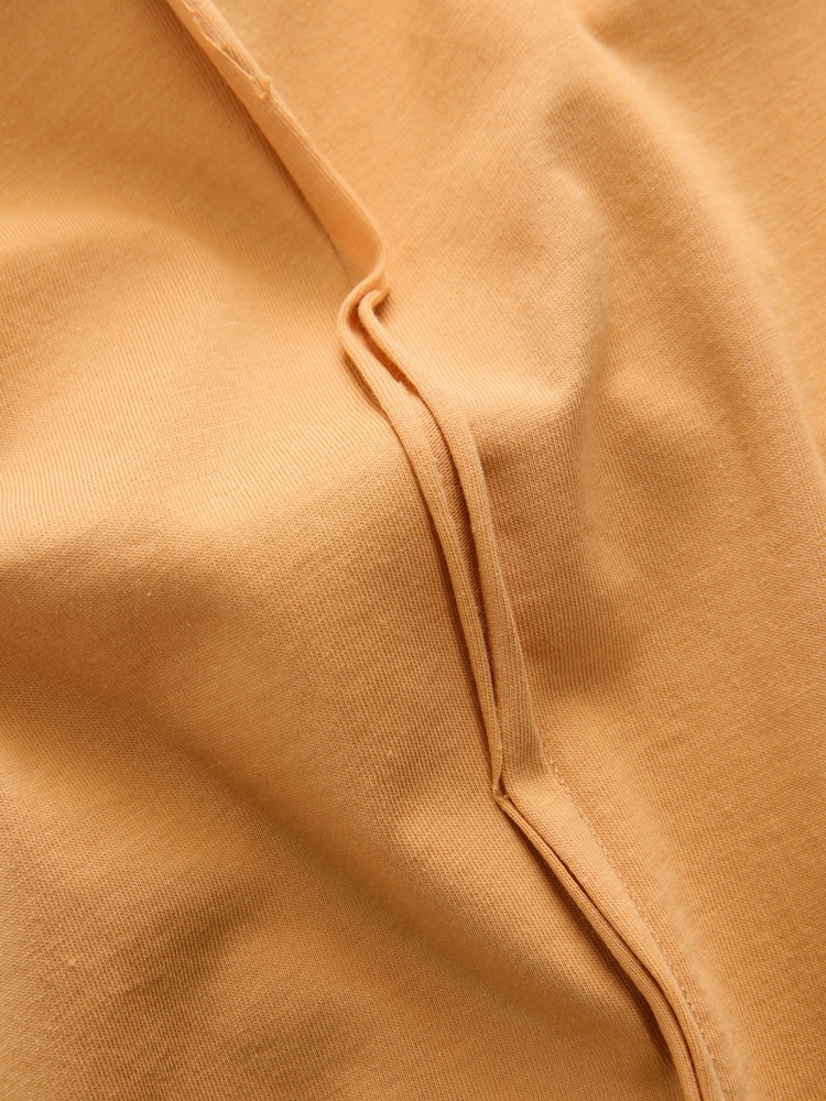 Ochre Yellow Relaxed Fit Short Sleeve Seam Detail Skater Style 100% Cotton T-Shirt - Image 6 of 6