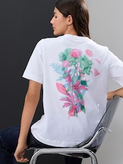 White Flower Back Graphic Heavyweight Short Sleeve Crew Neck T-Shirt - Image 1 of 8