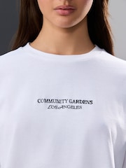 White Flower Back Graphic Heavyweight Short Sleeve Crew Neck T-Shirt - Image 4 of 8