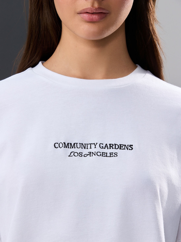 Graphique au dos à fleurs Blanc - T-shirt Manche courte Col ras du cou lourd - Image 4 of 8