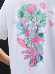 White Flower Back Graphic Heavyweight Short Sleeve Crew Neck T-Shirt - Image 5 of 8