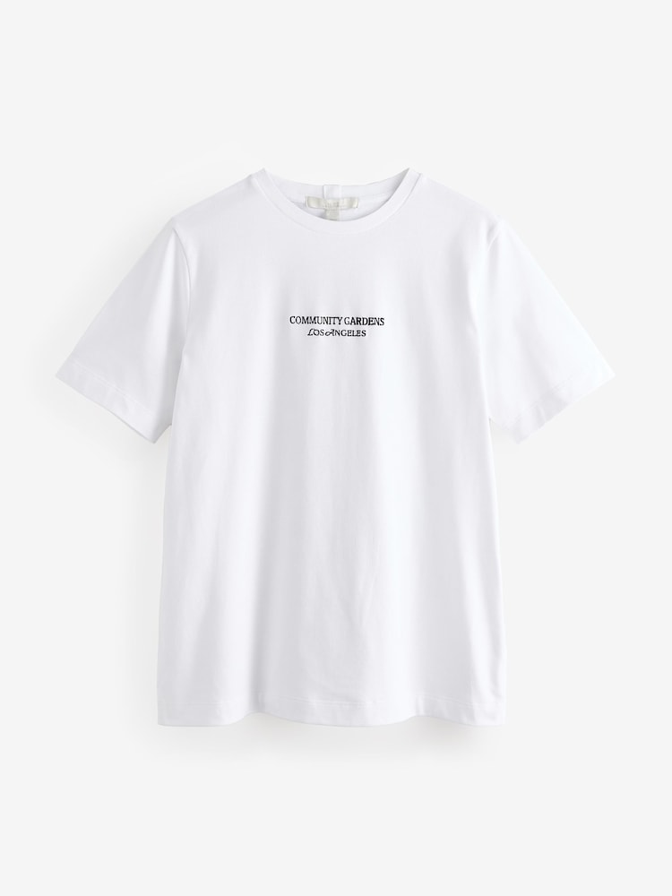Graphique au dos à fleurs Blanc - T-shirt Manche courte Col ras du cou lourd - Image 6 of 8