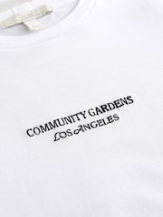 White Flower Back Graphic Heavyweight Short Sleeve Crew Neck T-Shirt - Image 7 of 8