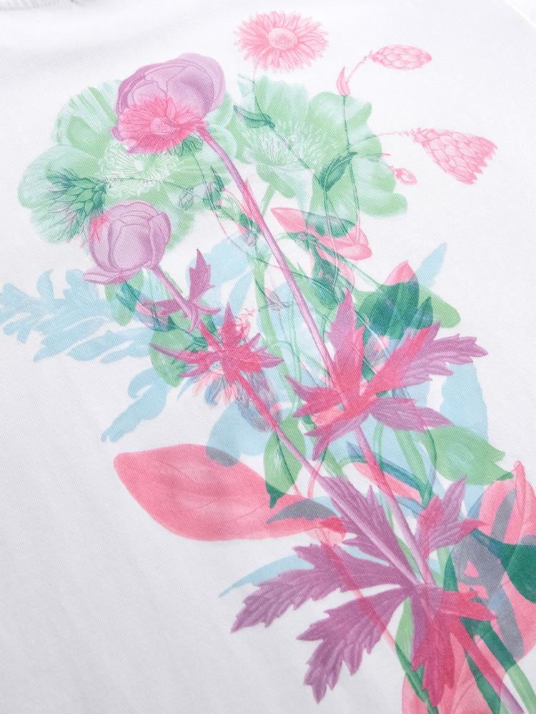 Weiß/Blumengrafik auf der Rückseite - Schweres T-Shirt mit Rundhalsausschnitt - Bild 8 von 8 Weiß/Blumengrafik auf der Rückseite - Schweres T-Shirt mit Rundhalsausschnitt - Bild 8 von 8