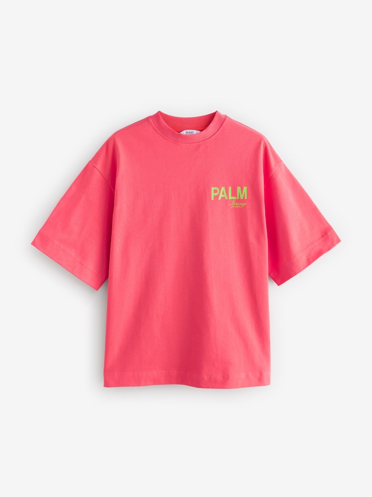 Rouge - T-shirt oversize City Graphic à manches courtes à col rond 100% coton - Image 7 of 9