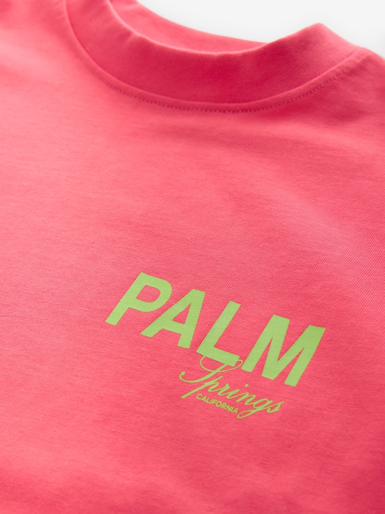 Rot - Übergroßes T-Shirt mit City-Grafik, Kurzarm und Rundhalsausschnitt, 100% Baumwolle - Bild 9 von 9 Rot - Übergroßes T-Shirt mit City-Grafik, Kurzarm und Rundhalsausschnitt, 100% Baumwolle - Bild 9 von 9