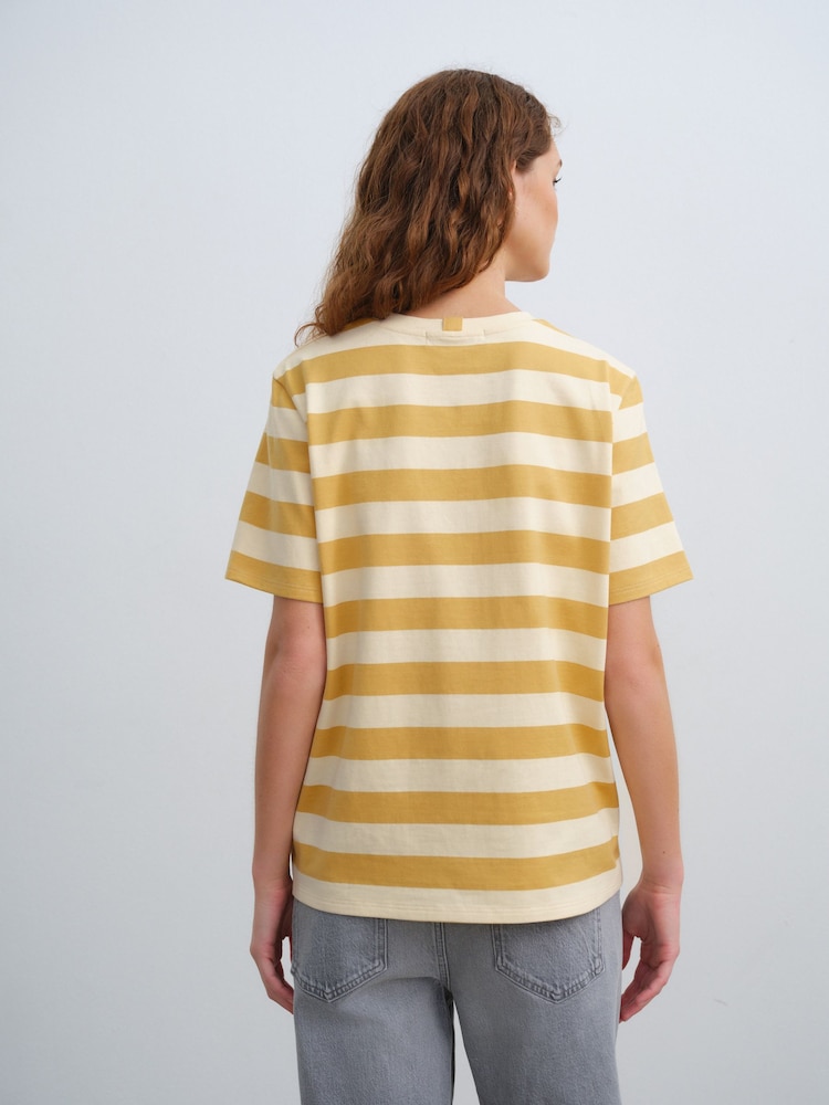 Yellow/Ecru Portofino Graphic Stripe Heavyweight Short Sleeve Crew Neck T-Shirt - Image 3 of 8