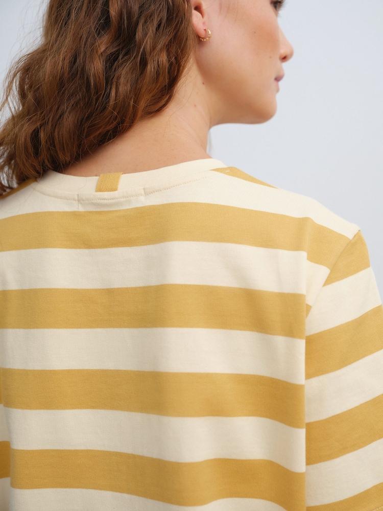Yellow/Ecru Portofino Graphic Stripe Heavyweight Short Sleeve Crew Neck T-Shirt - Image 5 of 8