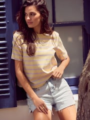 Lilac Purple Heavyweight Short Sleeve Shorter Length T-Shirt - Image 1 of 7