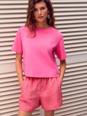 Pink Heavyweight Short Sleeve Shorter Length T-Shirt - Image 1 of 8