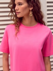 Pink Heavyweight Short Sleeve Shorter Length T-Shirt - Image 5 of 8
