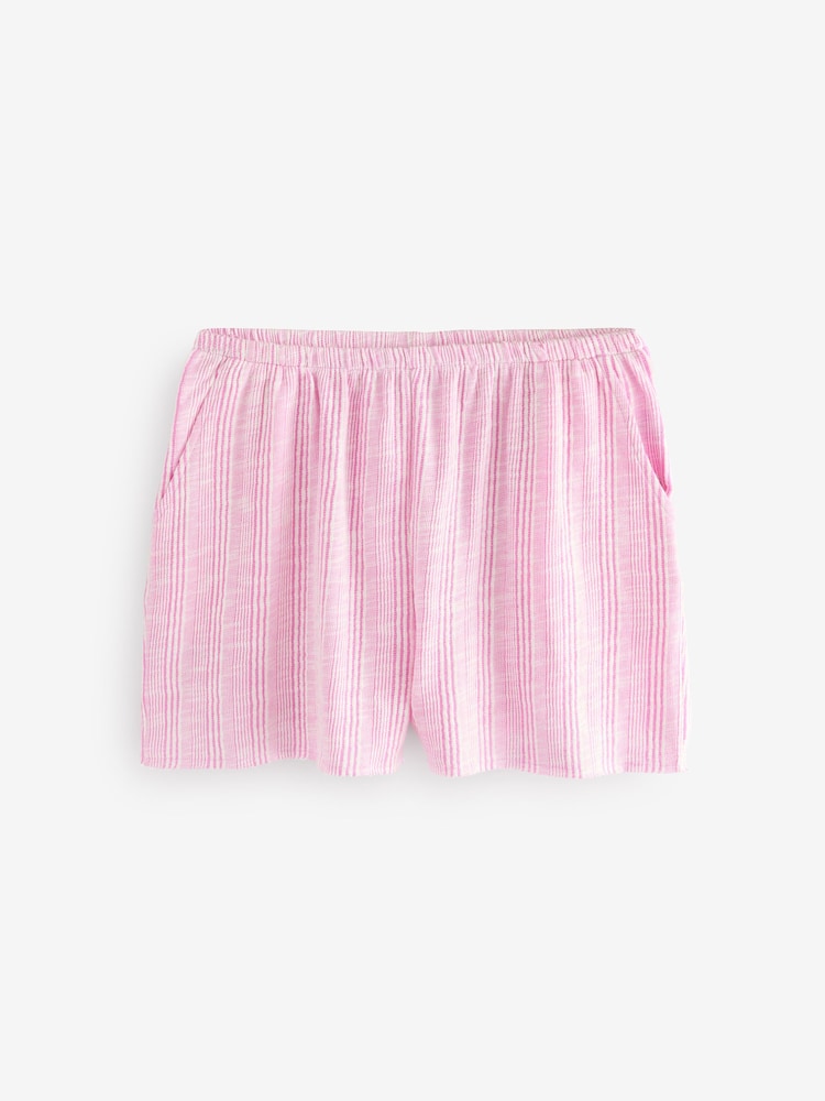 Pink/White Stripe Soft Rib Stripey Shorts - Image 5 of 7