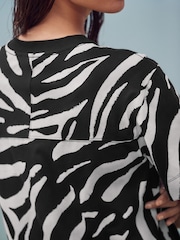 Black/Ecru Zebra Print 100% Cotton T-Shirt Dress - Image 3 of 7