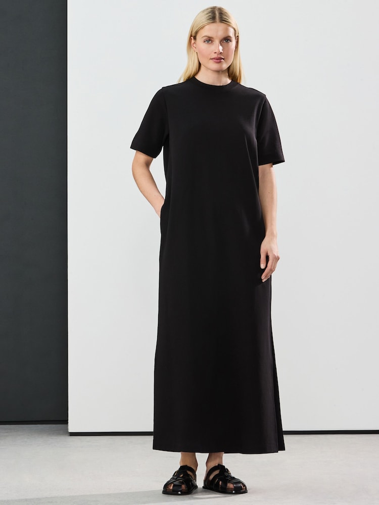 Black Heavyweight Short Sleeve Crew Neck Maxi T-Shirt Dress - Image 2 of 5