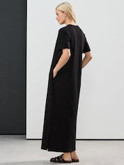 Black Heavyweight Short Sleeve Crew Neck Maxi T-Shirt Dress - Image 3 of 5