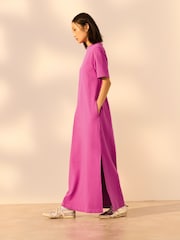 Bright Pink Heavyweight Short Sleeve Crew Neck Maxi T-Shirt Dress - Image 2 of 7