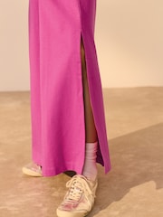 Bright Pink Heavyweight Short Sleeve Crew Neck Maxi T-Shirt Dress - Image 4 of 7