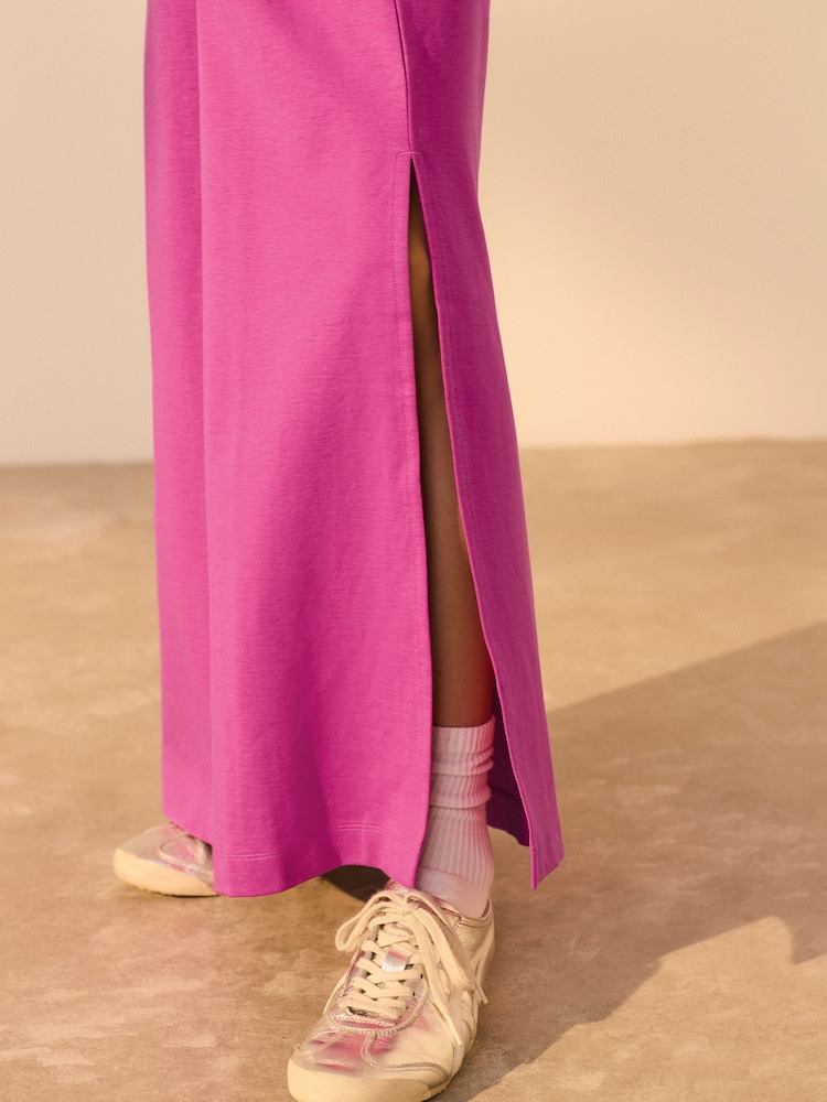 Bright Pink Heavyweight Short Sleeve Crew Neck Maxi T-Shirt Dress - Image 4 of 7