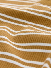 Ecru/Olive Wide Rib Short Sleeve Button Henley Top - Image 6 of 6