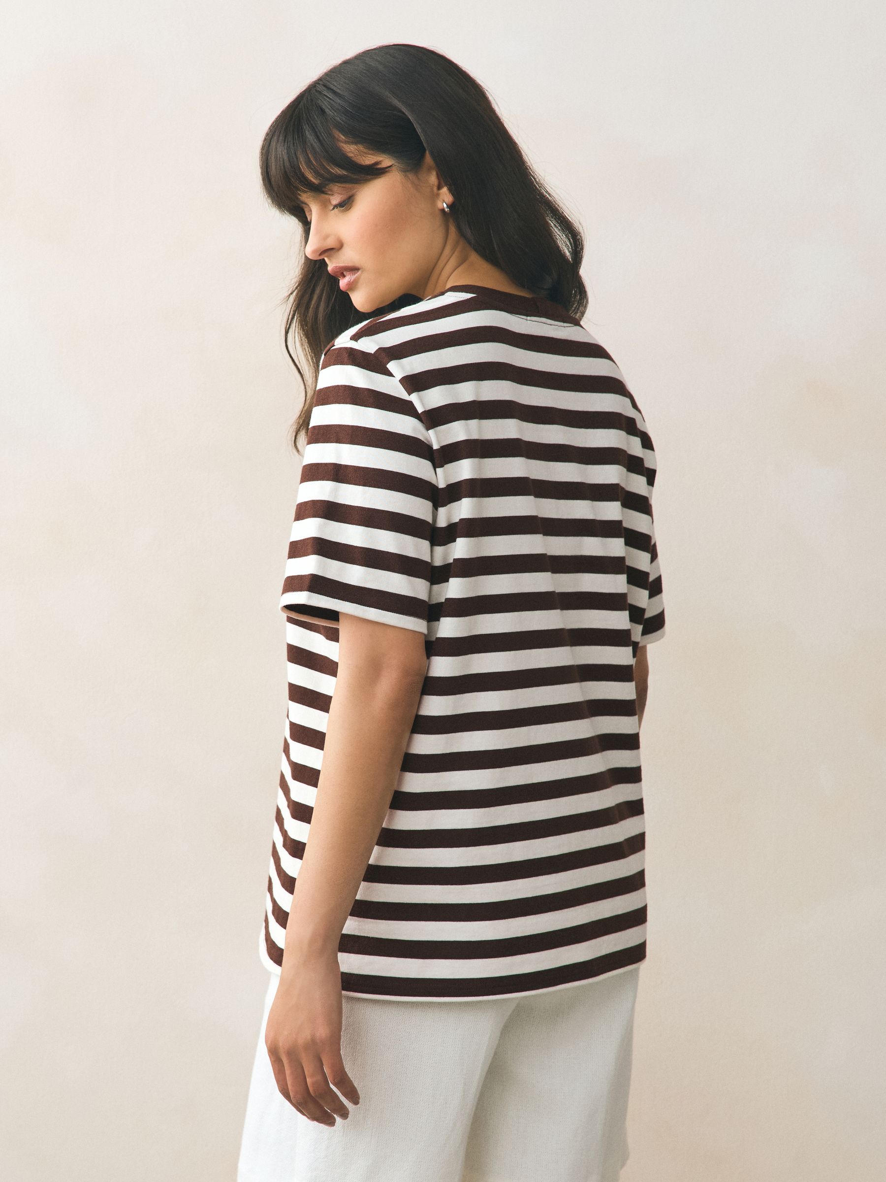 Buy Chocolate Brown Stripe Heavyweight Short Sleeve Crew Neck T